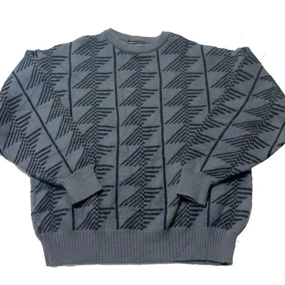 Vintage Italian Pure Wool Sweater - Retro Geometric Pullover - Winter Fall - Picture 3 of 11